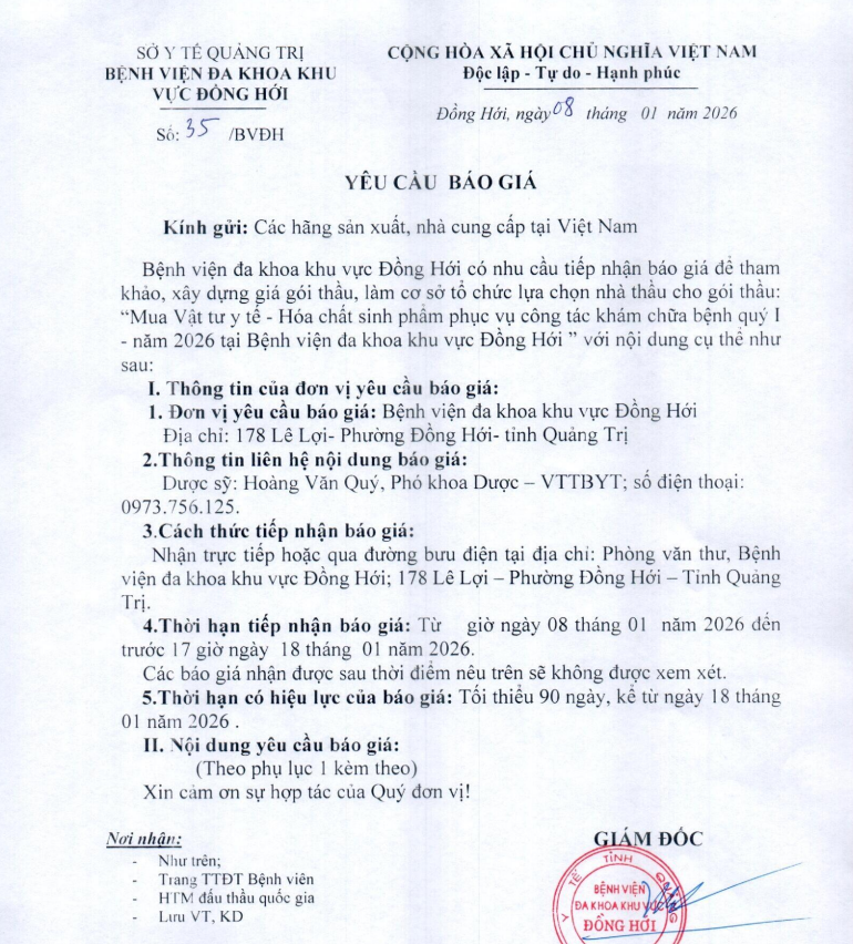 YÊU CẦU BÁO GIÁ