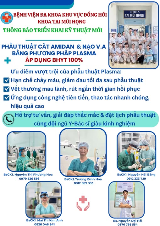 Công nghệ Plasma trong điều trị cắt Amidan và nạo VA